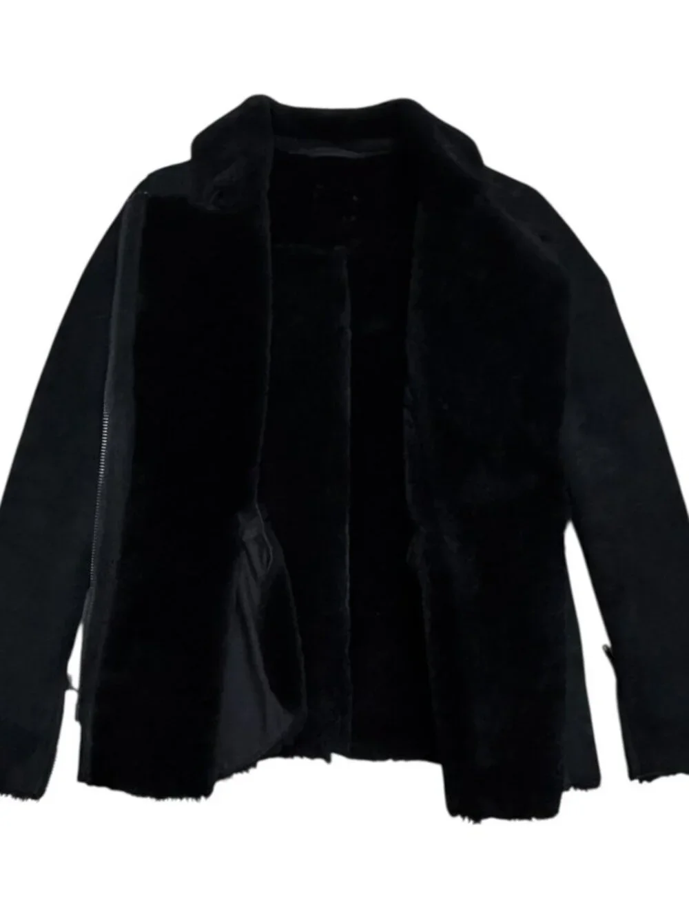 100% LAMB SHEARLING Just Female Vintage Luxury Jacket Coat Bomber Womens Small